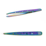 Quetee Beauty Stainless Steel Professional Eyebrow Tweezers Rainbow Finish
