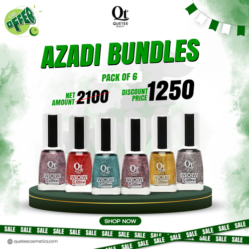 Quetee WOW Glitter Nail Lacquer Azadi Bundle Pack of 6