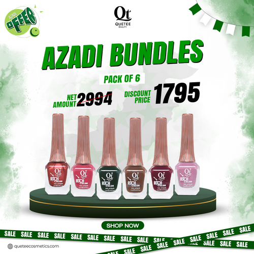 Quetee Rich Color Nail Lacquer Azadi Bundle Pack of 6