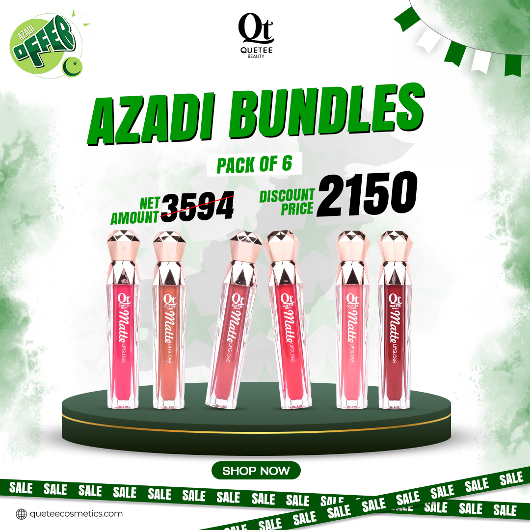 Quetee Matte Lip Gloss Azadi Bundle Pack of 6