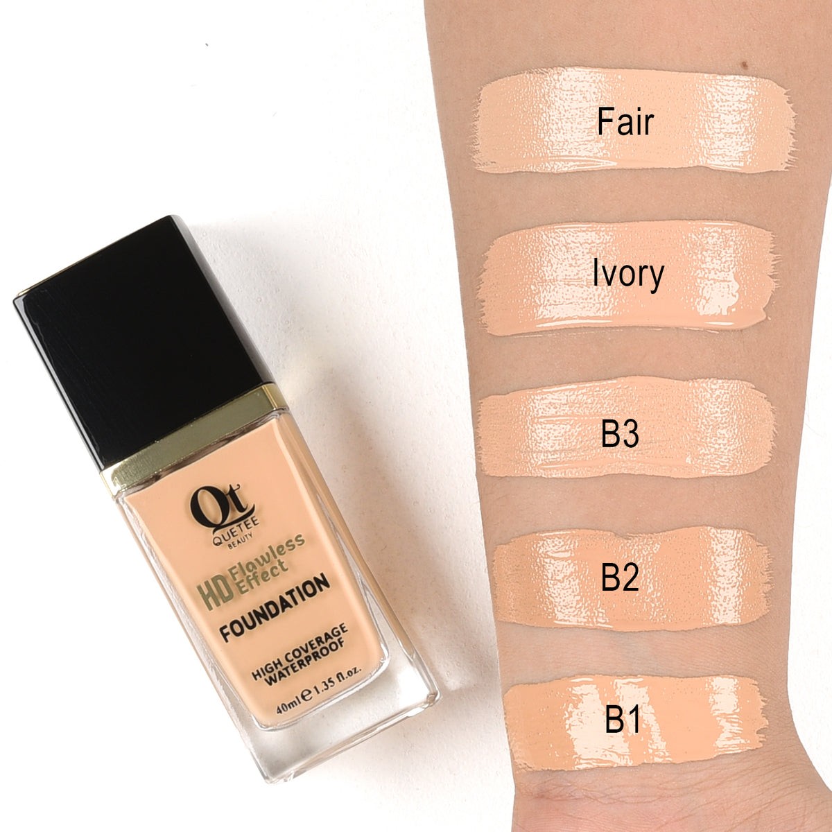 Quetee Beauty High Coverage Waterproof Foundation 40ml