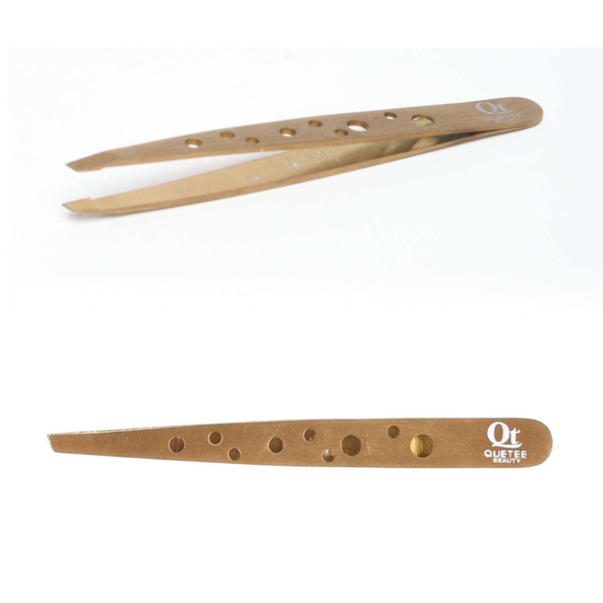 Quetee Beauty Professional Eyebrow Tweezers Gold Stainless Steel Precision Tool
