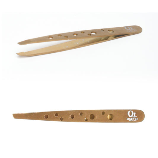 Quetee Beauty Professional Eyebrow Tweezers Gold Stainless Steel Precision Tool