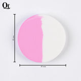 Round Shape Makeup Paffs in Pink & White Color