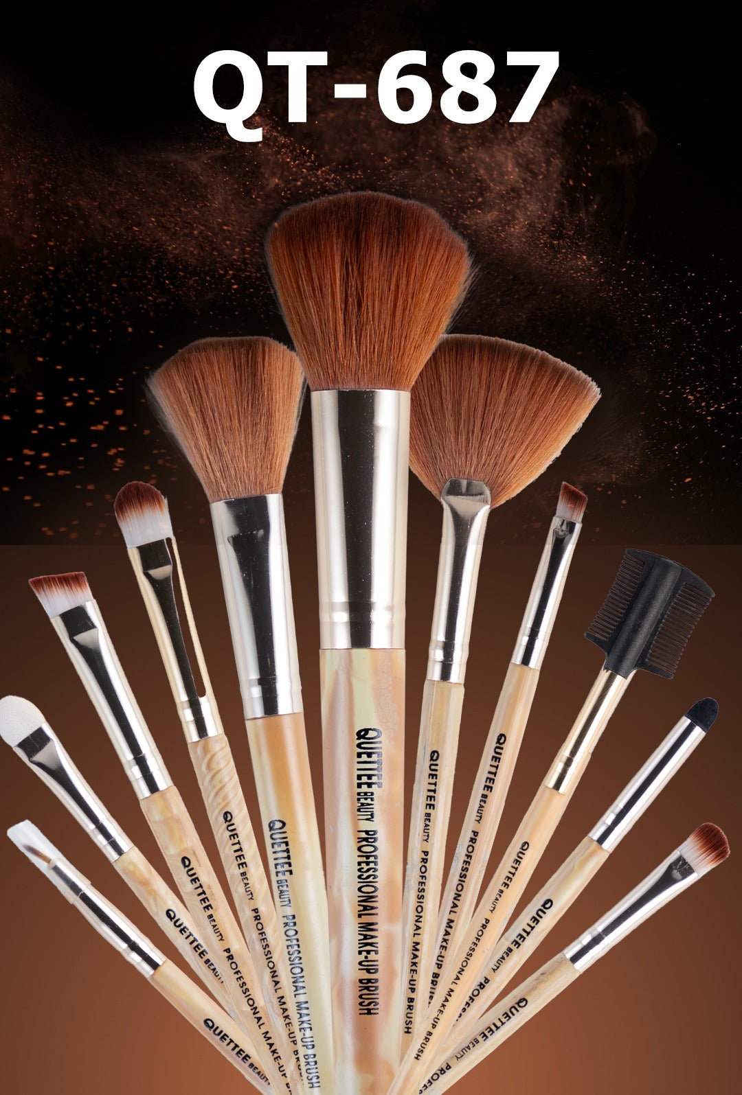 Quetee Beauty 12 Pcs Professional Makeup Brush Set with Pouch QT-687