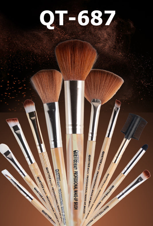 Quetee Beauty 12 Pcs Professional Makeup Brush Set with Pouch QT-687